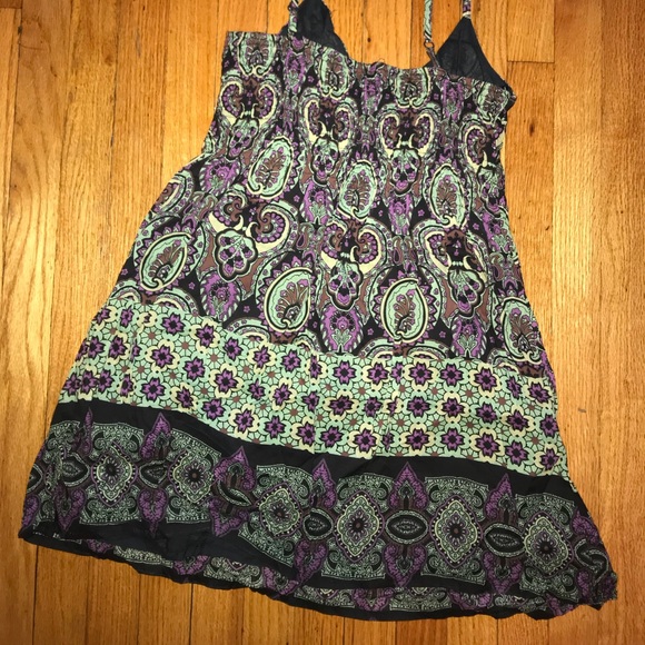 Forever 21 medium m summer dress fun flow short hippy boho flower paisley beach - Picture 6 of 6